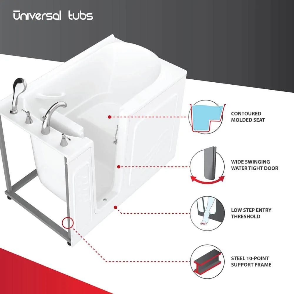 Universal Tubs HD Series 30 in. x 53 in. Right Drain Quick Fill Walk-In Soaking Bathtub in White, photo 19 of 22