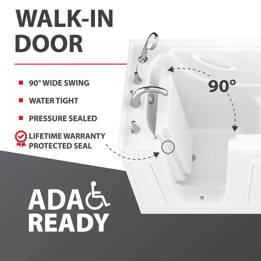 Universal Tubs HD Series 30 in. x 54 in. Right Drain Quick Fill Walk-In Soaking Bathtub in White, photo 8 of 11