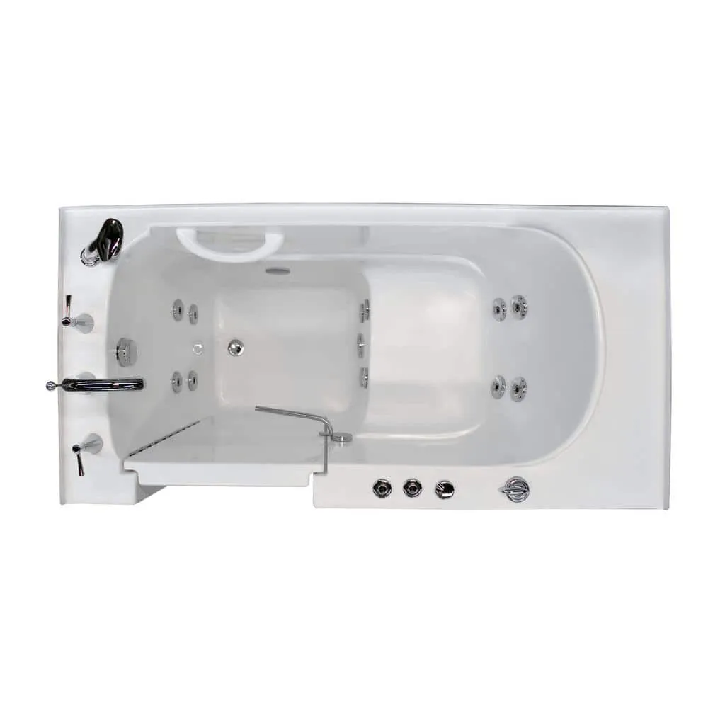 Universal Tubs HD Series 60 in. Left-Drain Walk-In Whirlpool Bathtub in White with 1.28 GPF Smart Toilet Combo, photo 13 of 16