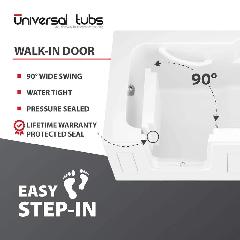 Universal Tubs HD Series 60 in. Left-Drain Step-In Walk-In Soaking Bathtub in White, photo 13 of 16