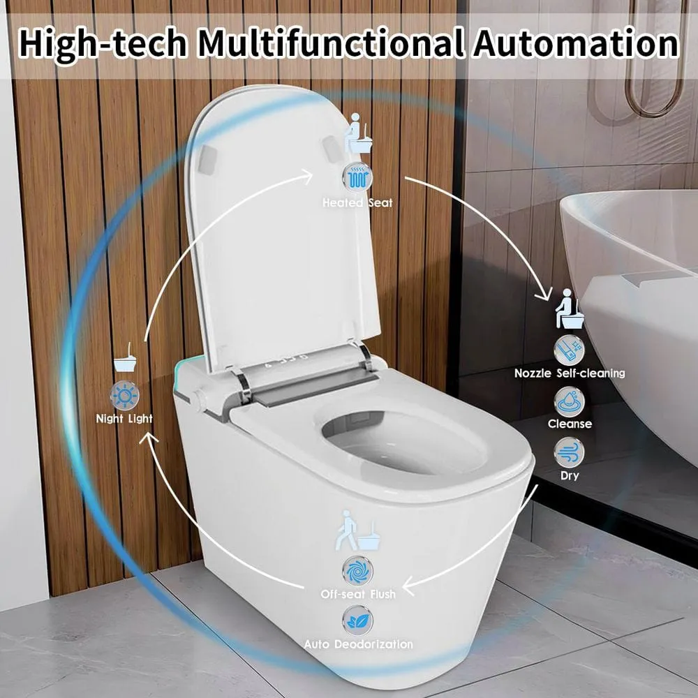 UPIKER 12" 1-piece Smart Elongated Toilet with Heated Seat and Auto Flush, photo 7 of 10