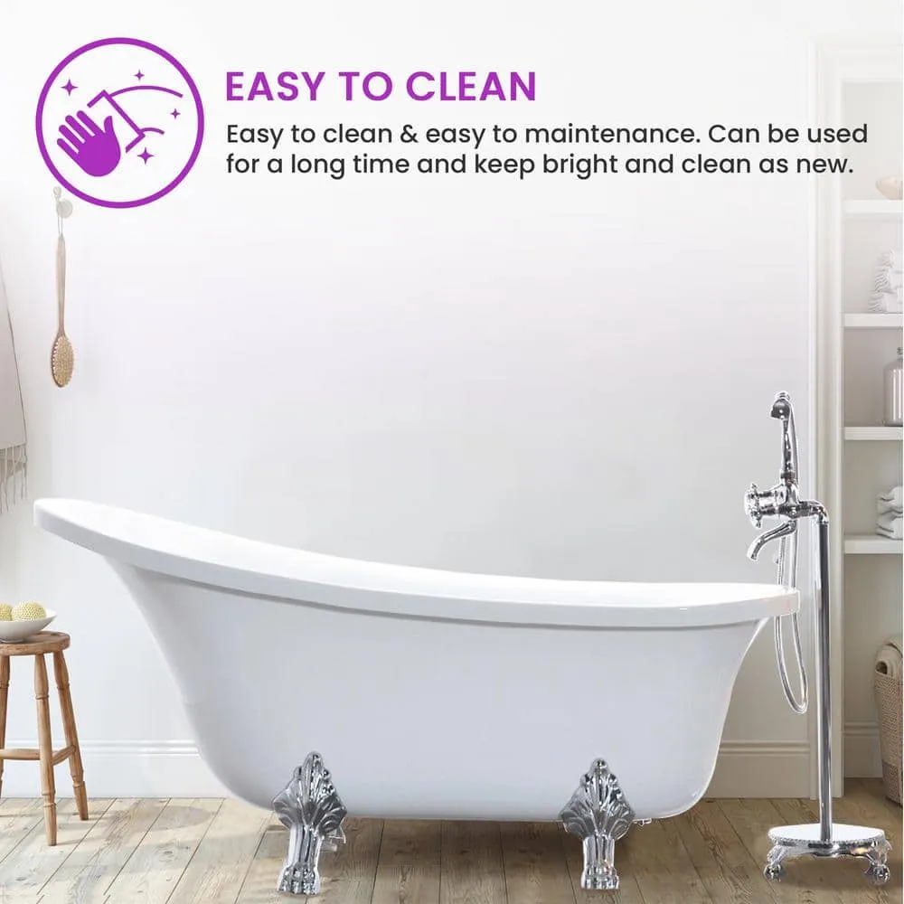 Vanity Art Pantin 69 in. Acrylic Clawfoot Freestanding Bathtub in White, photo 3 of 6