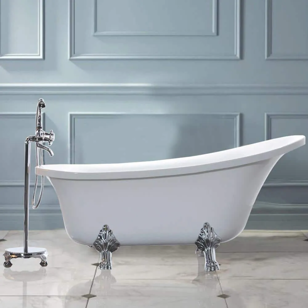 Vanity Art Pantin 69 in. Acrylic Clawfoot Freestanding Bathtub in White, photo 2 of 6