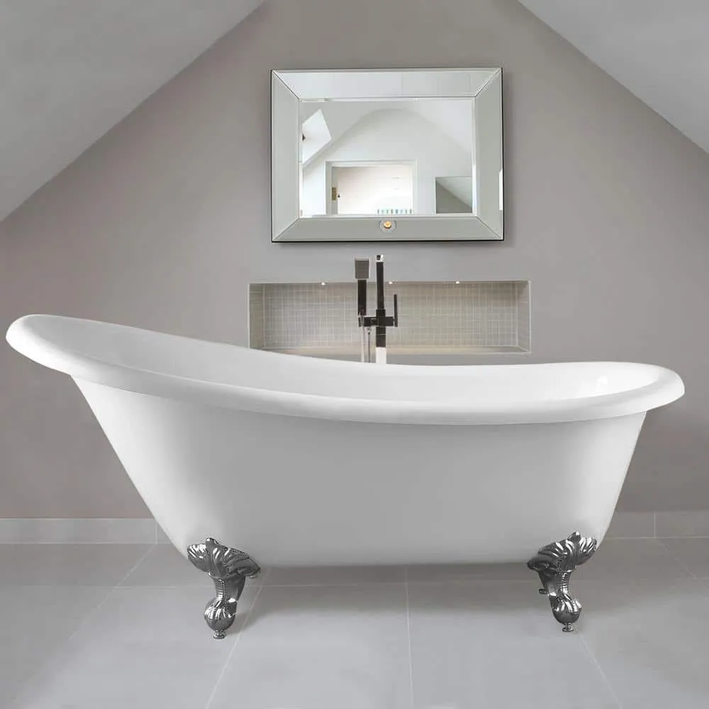 Vanity Art Toulouse 67 in. Acrylic Clawfoot Freestanding Bathtub in White, photo 2 of 5