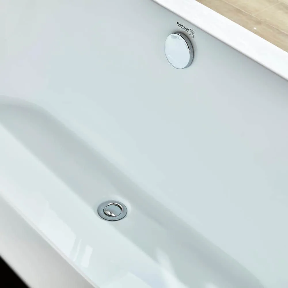 Vanity Art Cergy 67.7 in. Acrylic Flatbottom Freestanding Bathtub in White, photo 9 of 11
