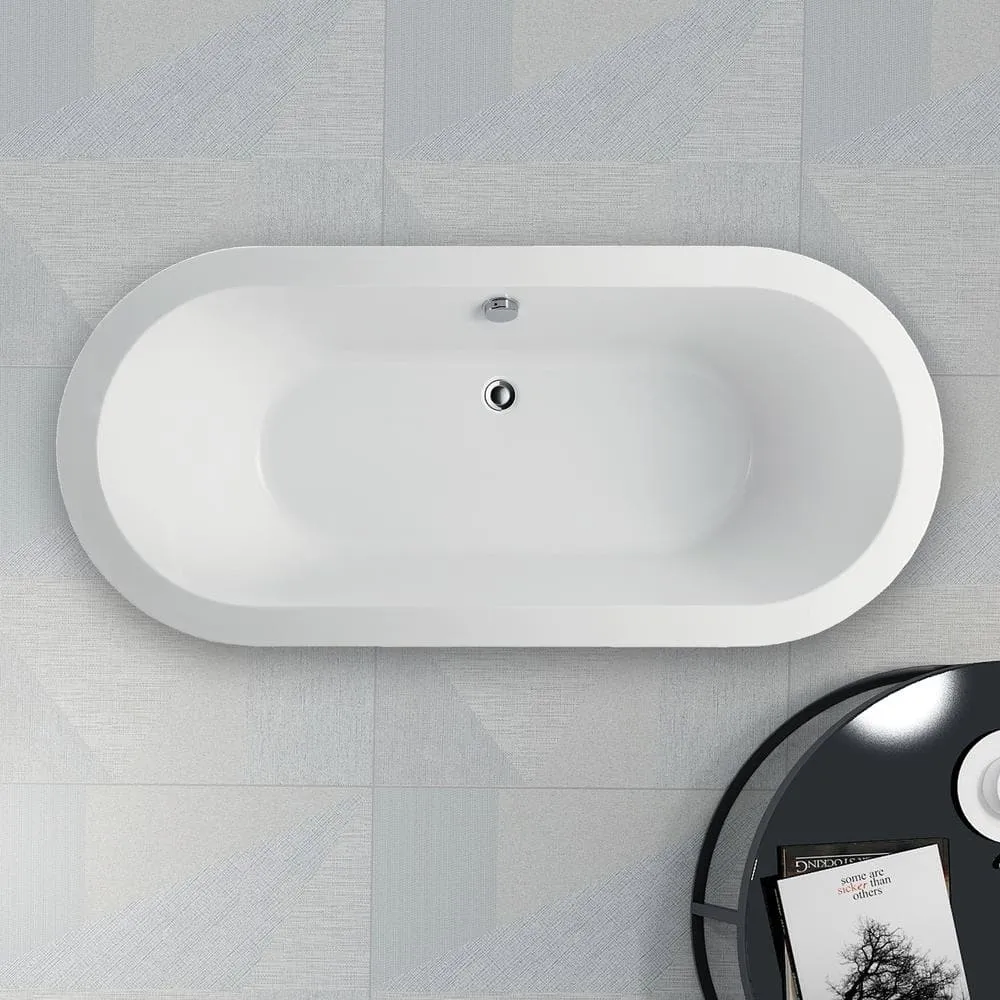 Vanity Art Cergy 67.7 in. Acrylic Flatbottom Freestanding Bathtub in White, photo 10 of 11