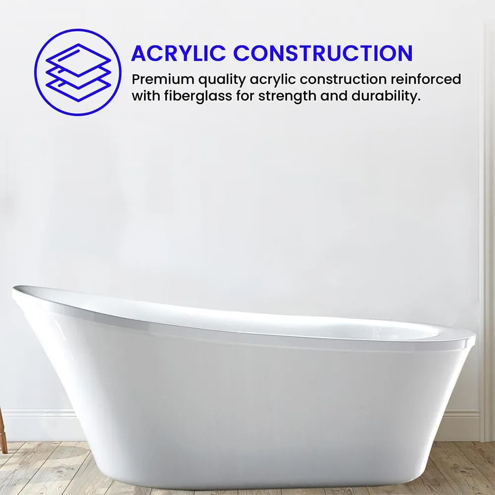 Vanity Art Nimes 70 in. Acrylic Flatbottom Left Bathtub in White, photo 6 of 9
