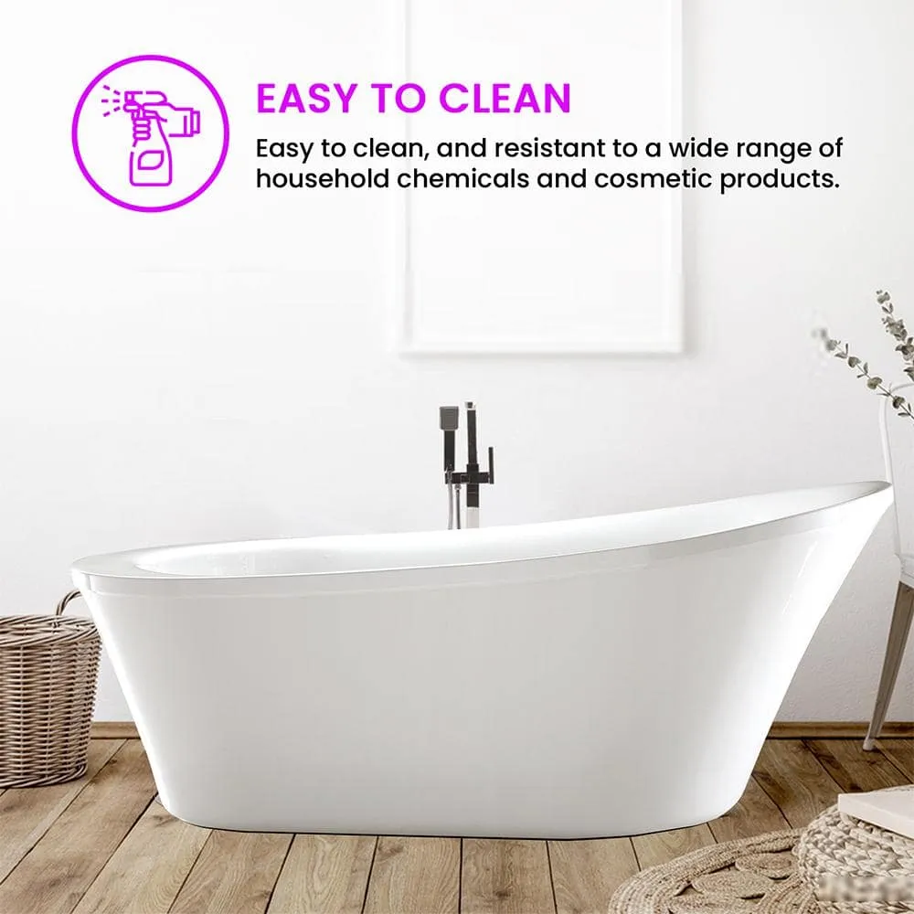 Vanity Art Nimes 70 in. Acrylic Flatbottom Left Bathtub in White, photo 5 of 9
