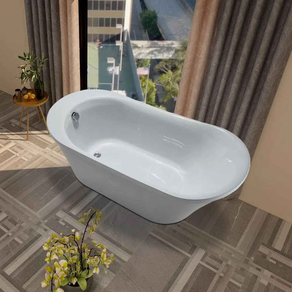 Vanity Art Nimes 70 in. Acrylic Flatbottom Left Bathtub in White, photo 9 of 9