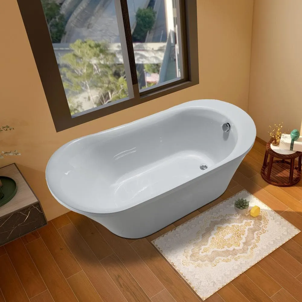 Vanity Art Nimes 70 in. Acrylic Flatbottom Left Bathtub in White, photo 8 of 9