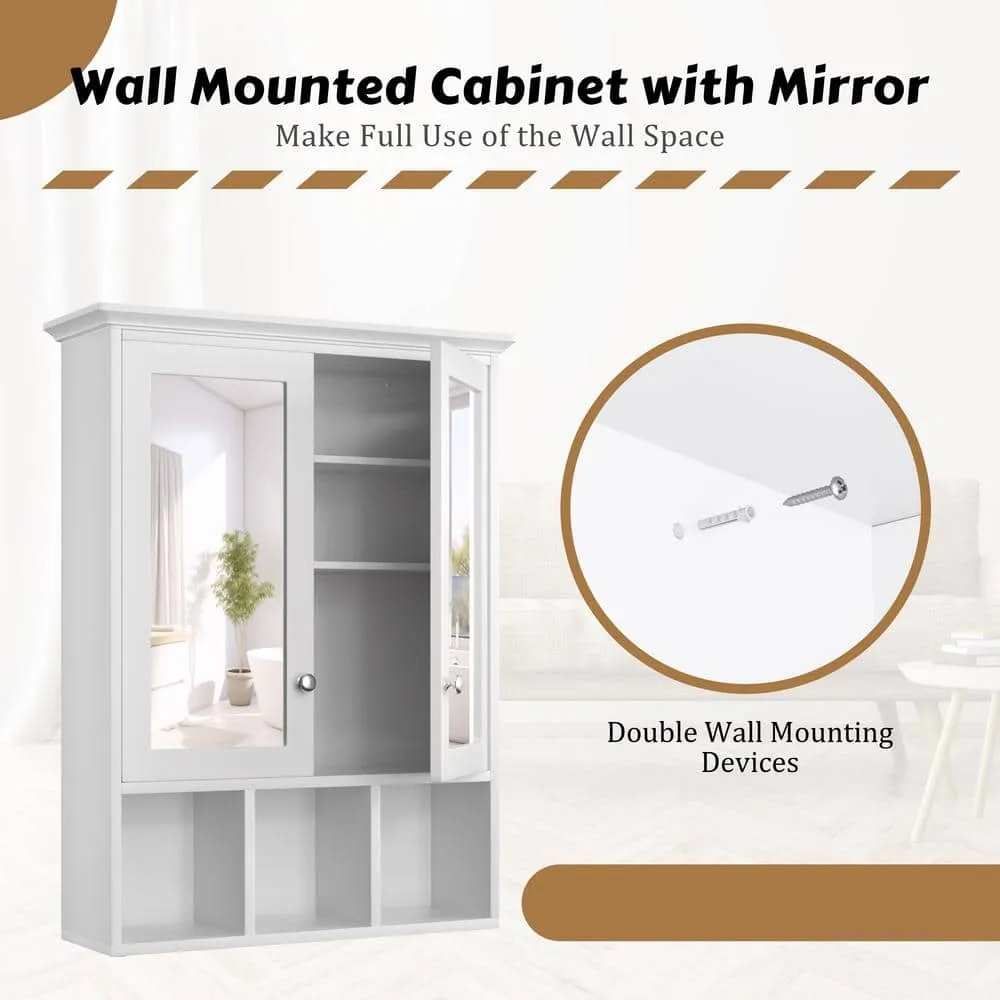 VEIKOUS 23.6 in. W x 30.4 in. H Rectangular Surface-Mount Bathroom Medicine Cabinet with Mirrors and Shelves in White, photo 8 of 11