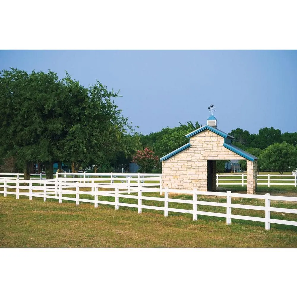 Veranda 5 in. x 5 in. x 7 ft. Tan Vinyl Ranch 3-Rail Fence Line Post, photo 8 of 8