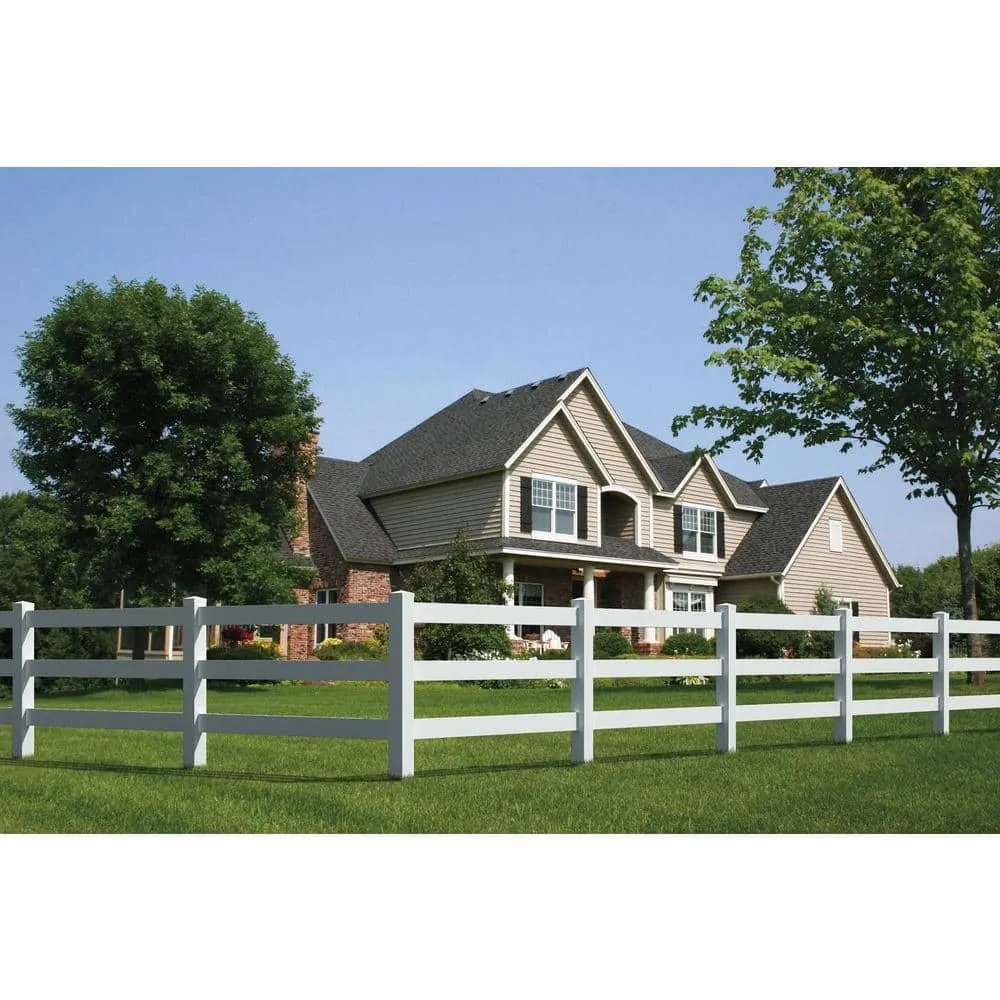 Veranda 5 in. x 5 in. x 7 ft. Tan Vinyl Ranch 3-Rail Fence Line Post, photo 6 of 8