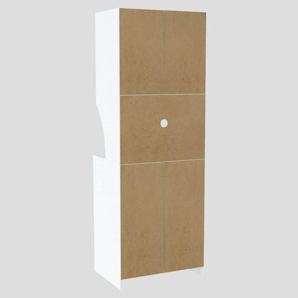 inval america LLC Galley Ready to Assemble 23.6 in. W x 16.9 in. D x 67 in. H Microwave Storage Utility Cabinet in White and Vienes Oak, photo 4 of 7
