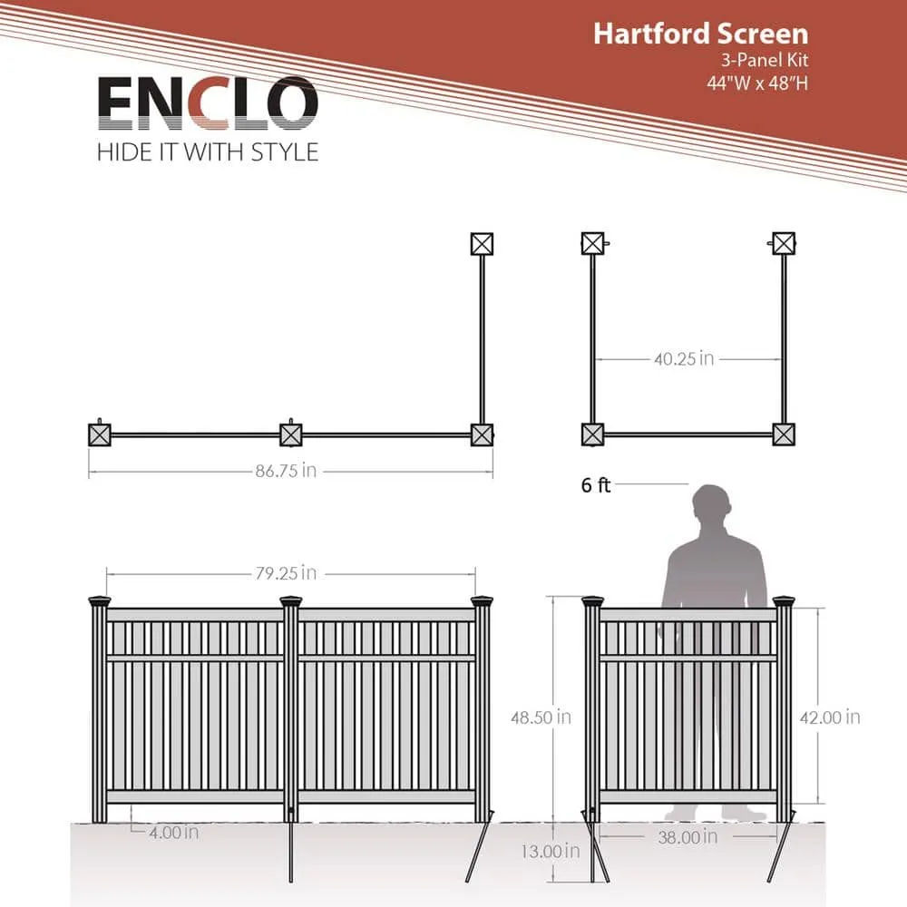 Enclo Privacy Screens Hartford 4ft White Vinyl Privacy Screen, No-Dig A/C Unit Hider, photo 4 of 11