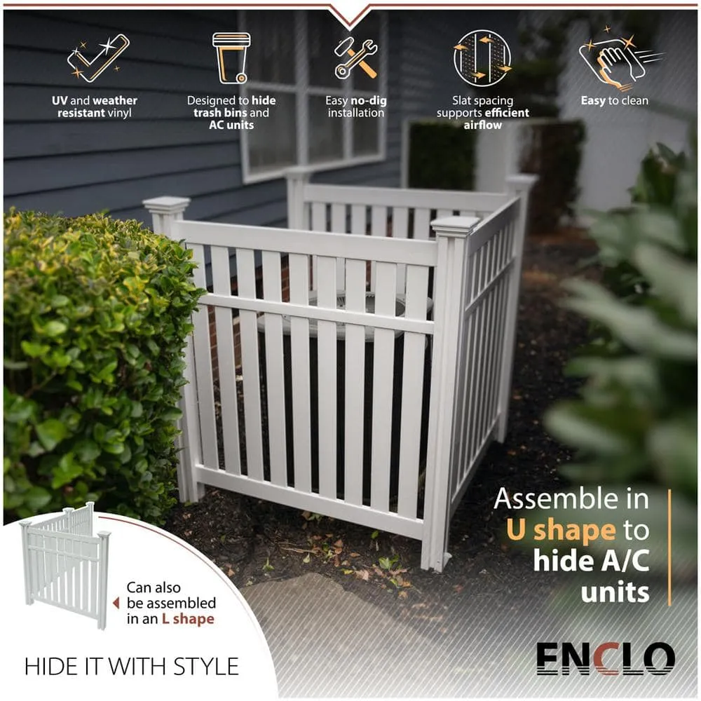 Enclo Privacy Screens Hartford 4ft White Vinyl Privacy Screen, No-Dig A/C Unit Hider, photo 6 of 11