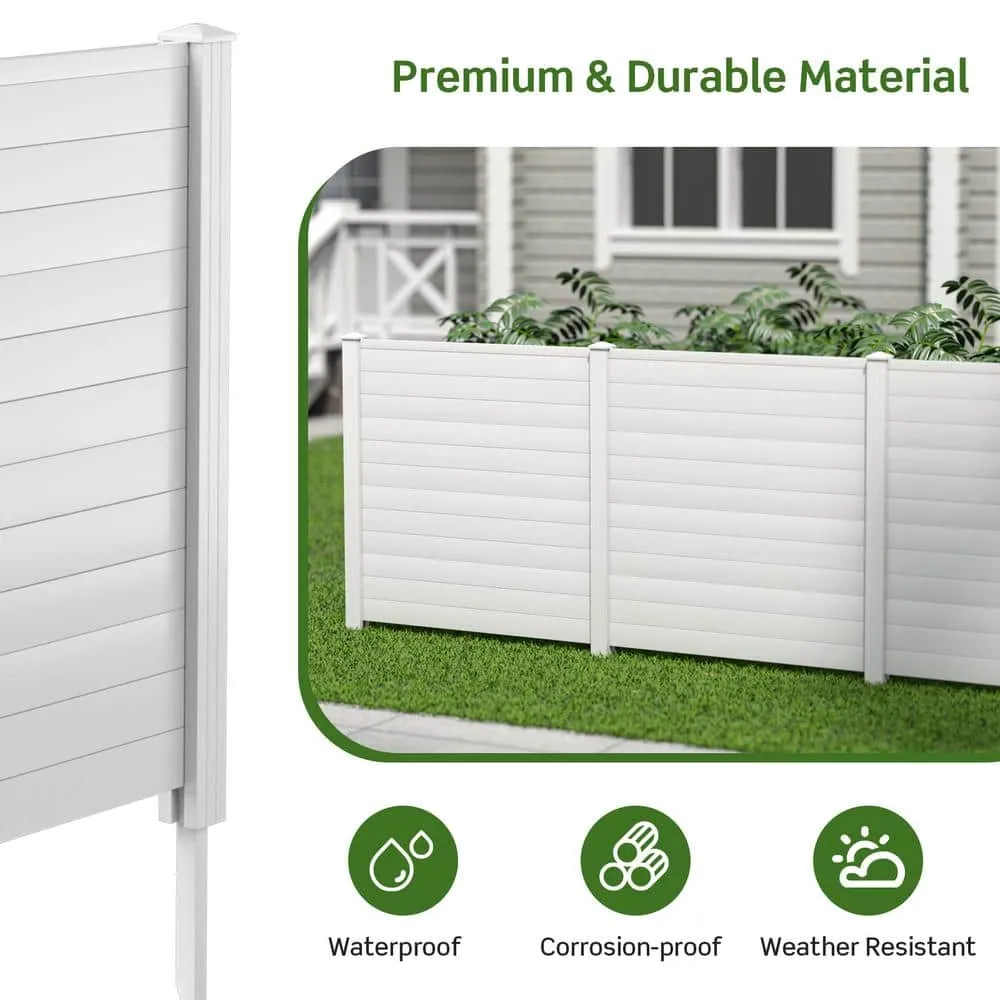 HONEY JOY 4.08 ft. x 4.04 ft. White PVC Outdoor Privacy Fence Panel, photo 7 of 10