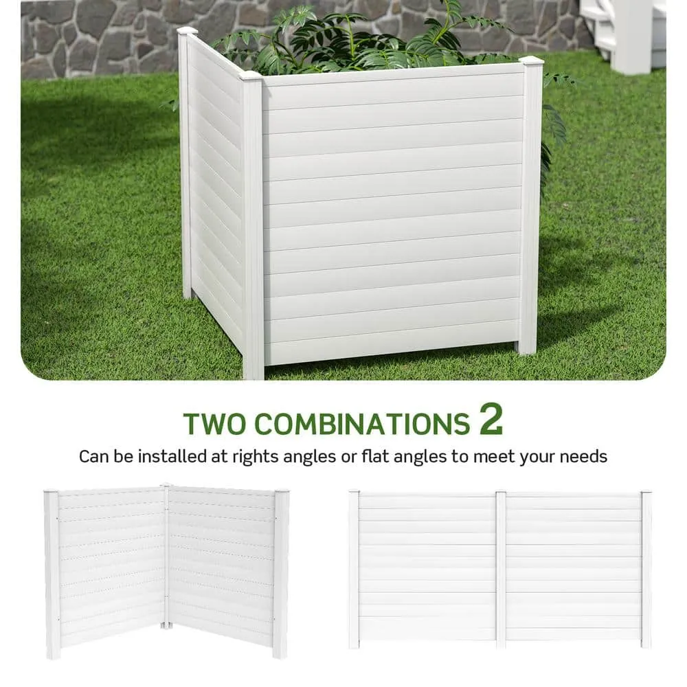 HONEY JOY 4.08 ft. x 4.04 ft. White PVC Outdoor Privacy Fence Panel, photo 8 of 10