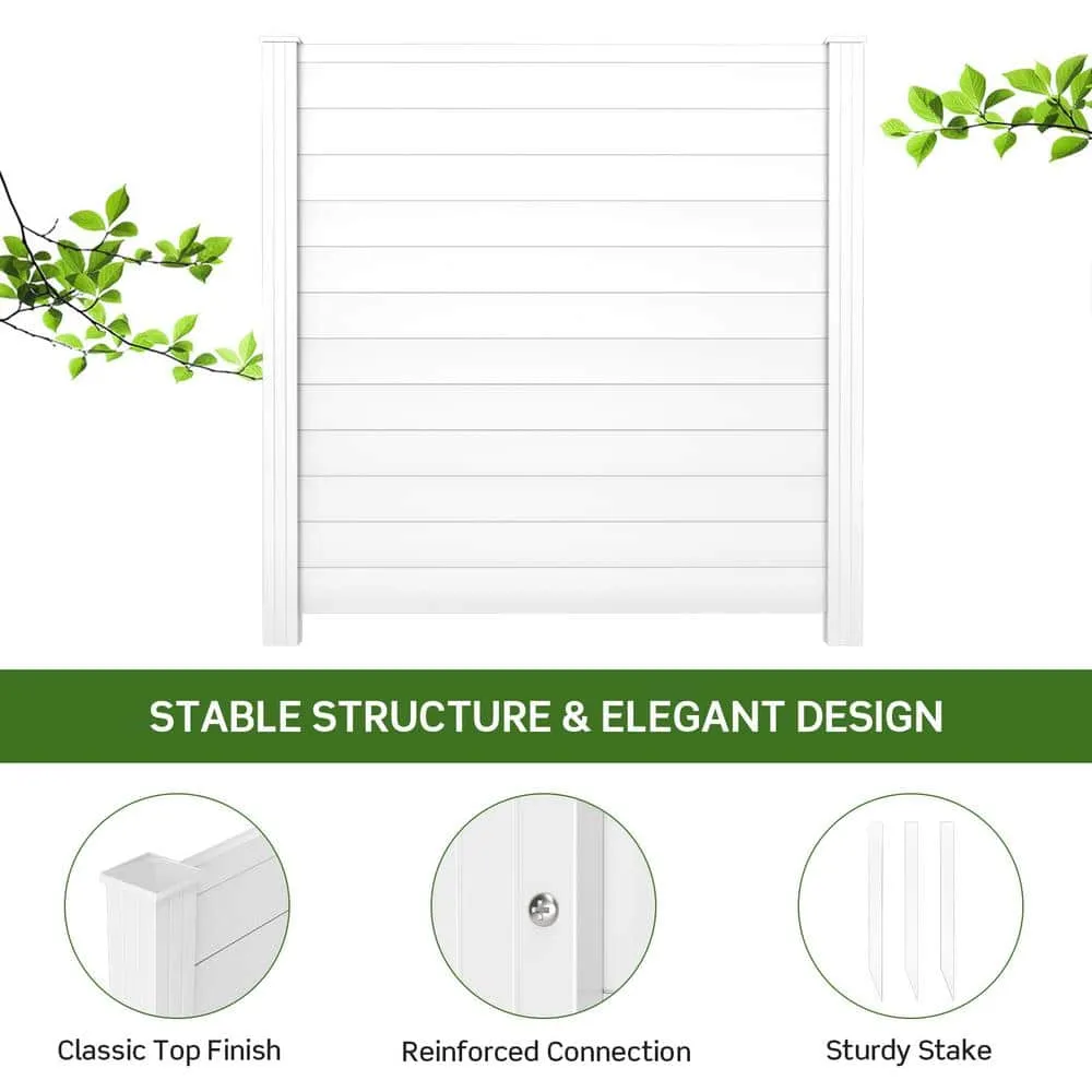 HONEY JOY 4.08 ft. x 4.04 ft. White PVC Outdoor Privacy Fence Panel, photo 6 of 10