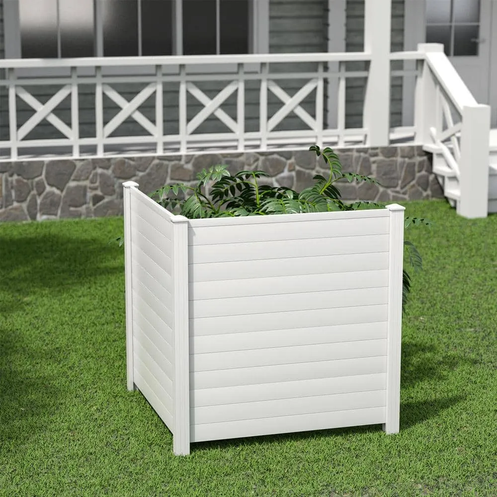HONEY JOY 4.08 ft. x 4.04 ft. White PVC Outdoor Privacy Fence Panel, photo 4 of 10