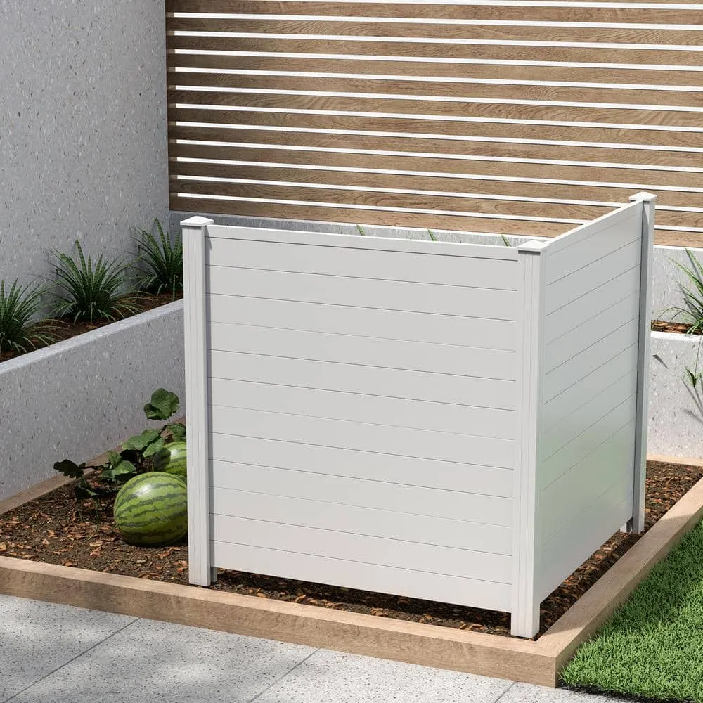 HONEY JOY 4.08 ft. x 4.04 ft. White PVC Outdoor Privacy Fence Panel, photo 10 of 10