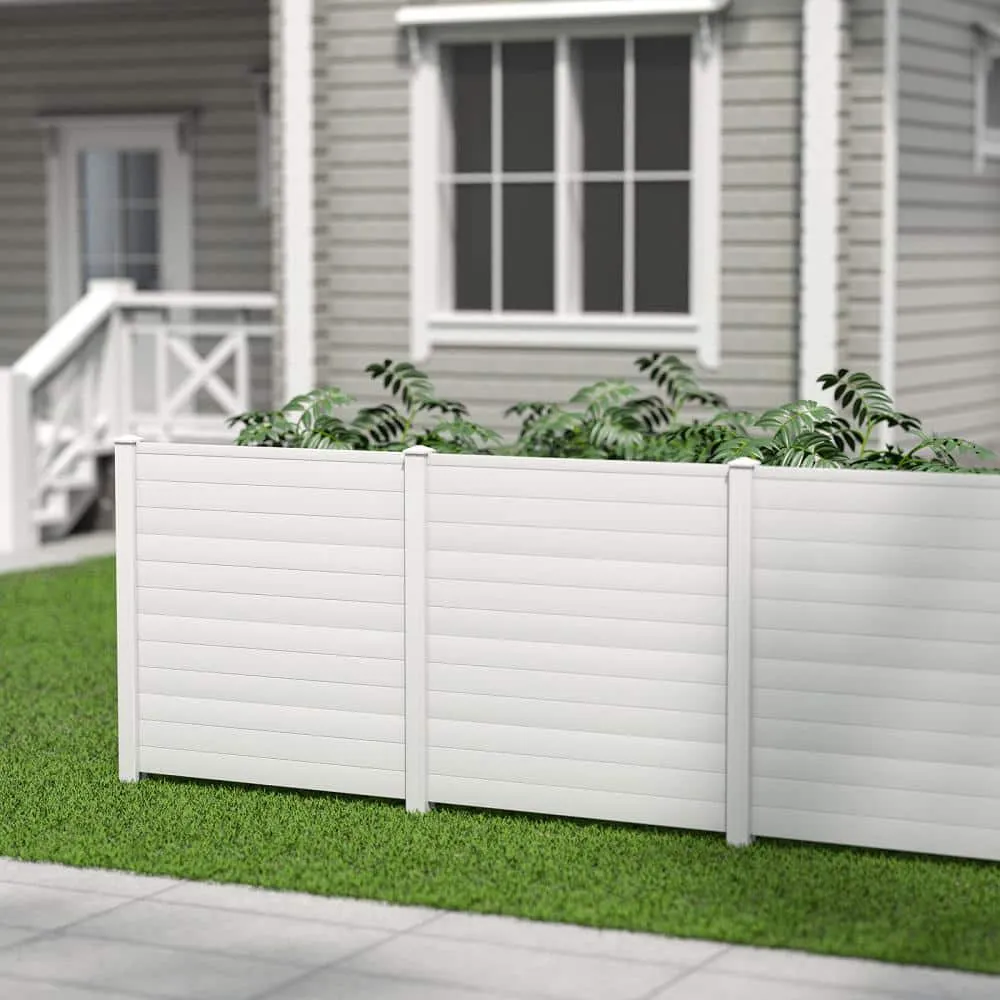HONEY JOY 4.08 ft. x 4.04 ft. White PVC Outdoor Privacy Fence Panel, photo 2 of 10