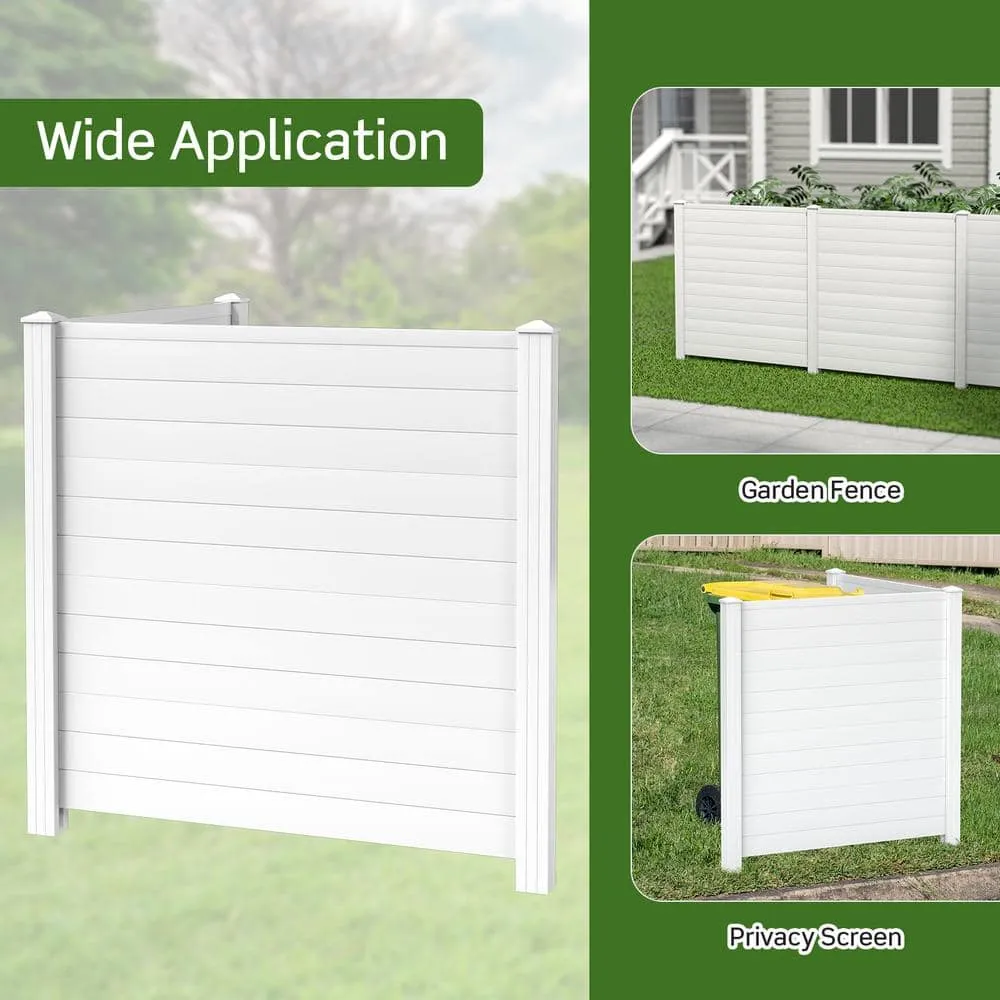 HONEY JOY 4.08 ft. x 4.04 ft. White PVC Outdoor Privacy Fence Panel, photo 9 of 10
