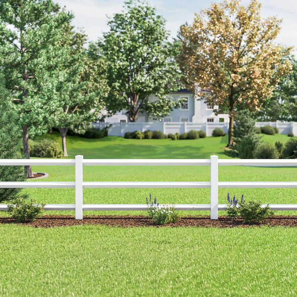 Veranda 1-1/2 in. x 5-1/2 in. x 8 ft. Tan Vinyl Ranch Fence Rail, photo 2 of 7