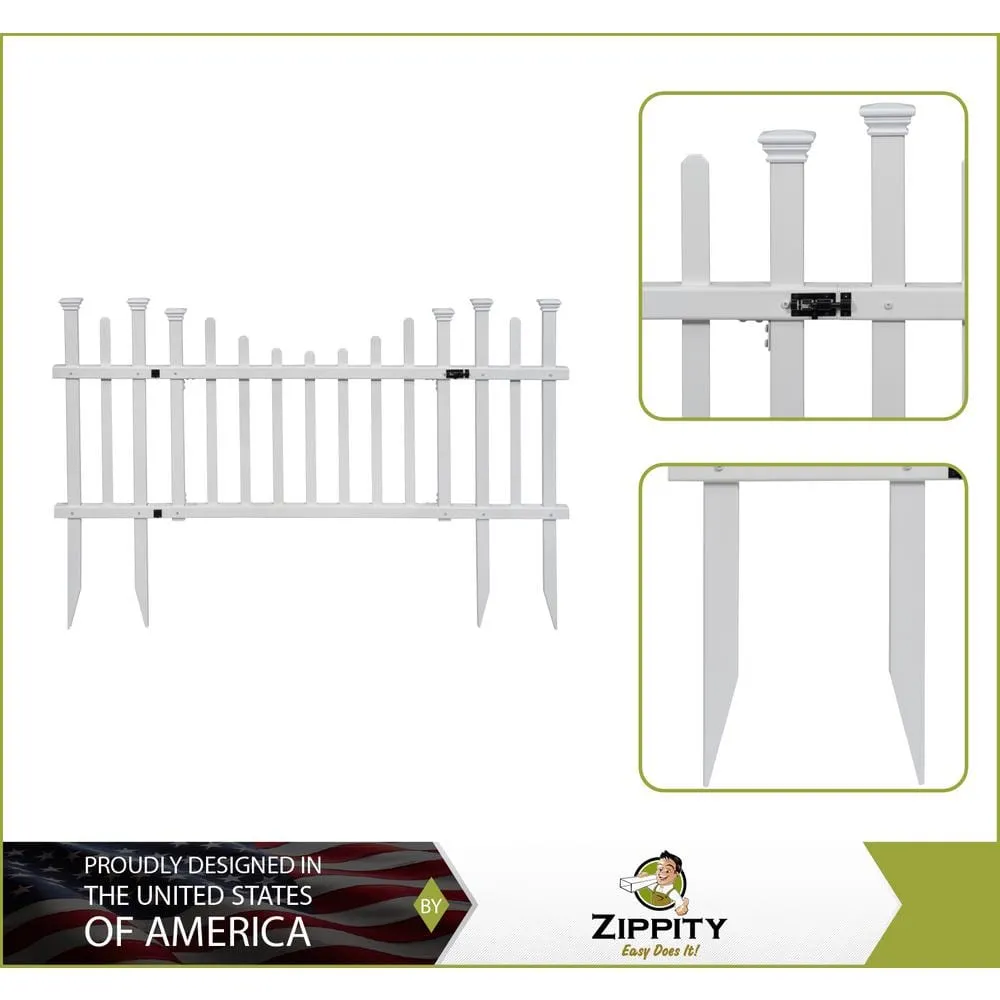 Zippity Outdoor Products 5 ft. W x 2.5 ft. H White Vinyl Washington Fence Gate Kit, photo 3 of 9