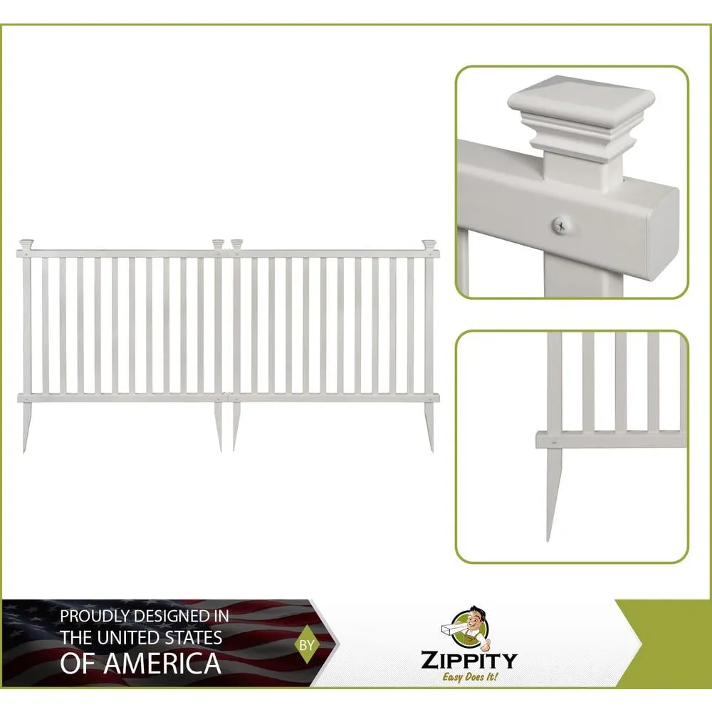 Zippity Outdoor Products Baskenridge No-Dig Vinyl Garden Picket Fence Panel Kit, 2-Pack, photo 4 of 8