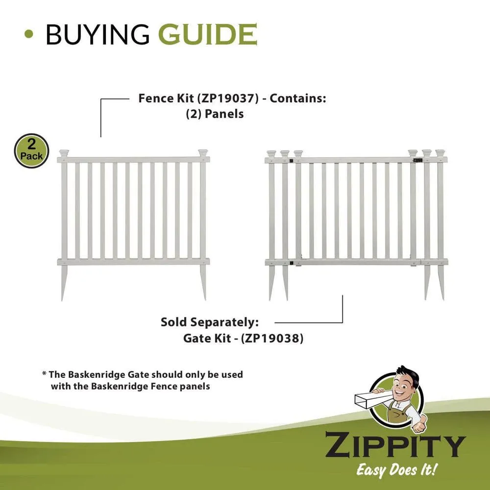 Zippity Outdoor Products Baskenridge No-Dig Vinyl Garden Picket Fence Panel Kit, 2-Pack, photo 6 of 8