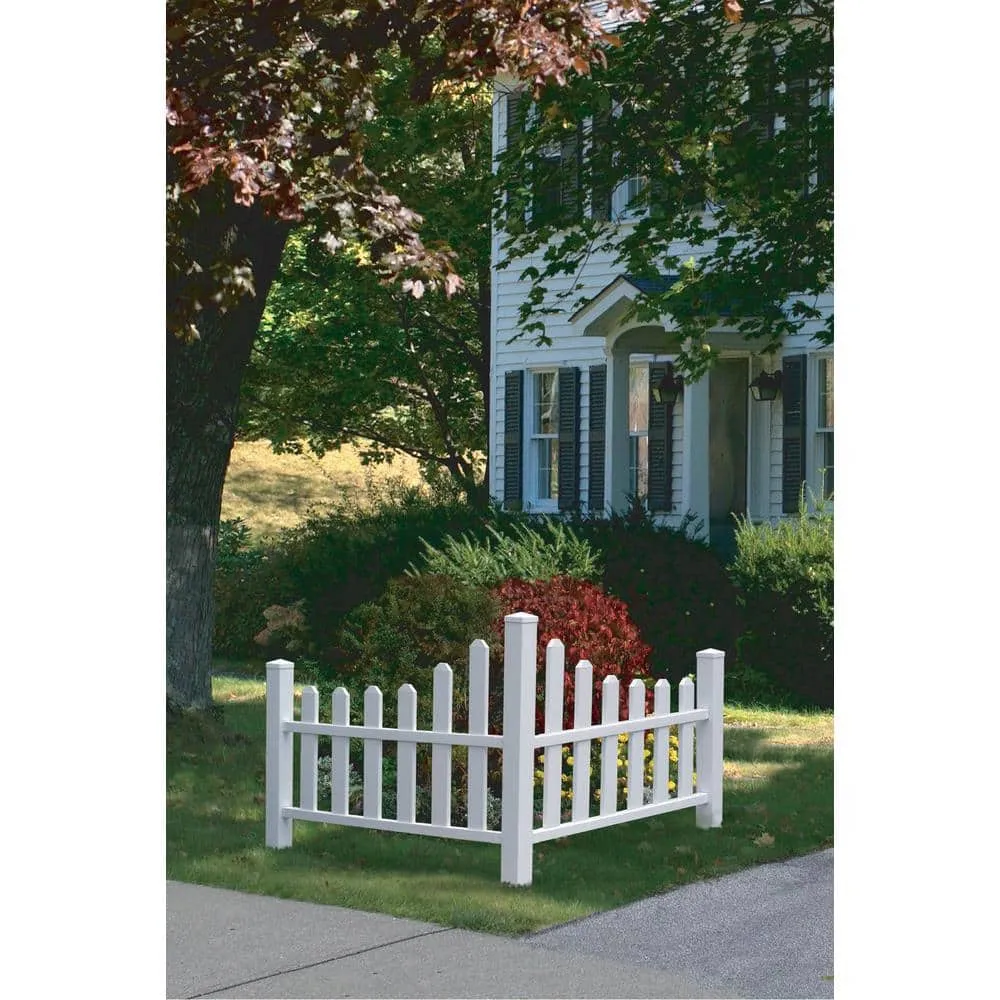 VITA Country Corner 49"L x 49"W x 44"H Vinyl Picket Fence, White, photo 3 of 4