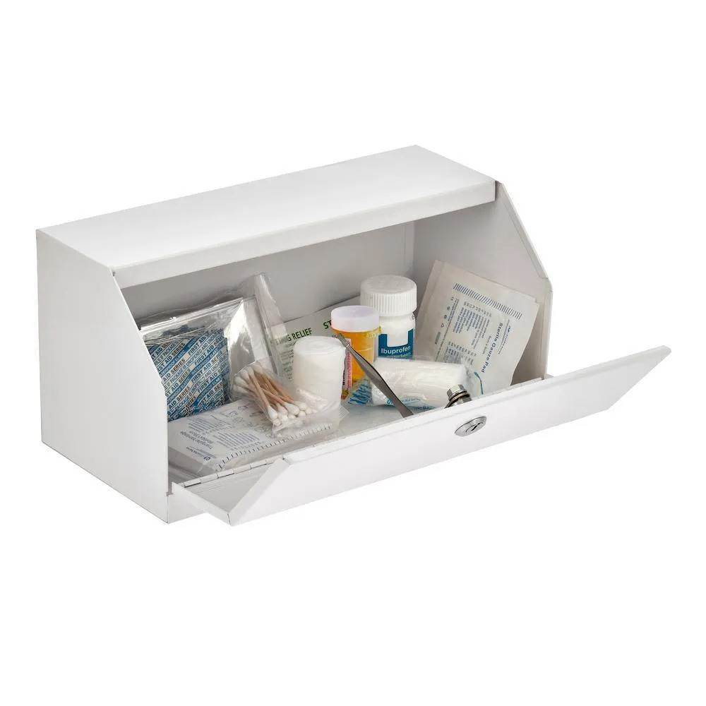 Vivacomfort 12.5 in. W x 6 in. H Medium White Metal Surface Mount Medicine Cabinet without Mirror with Lock, photo 4 of 7