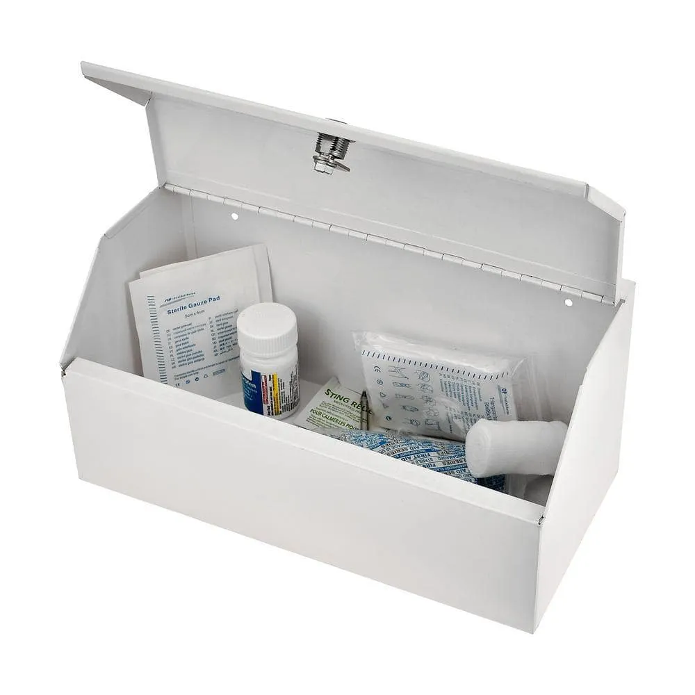 Vivacomfort 12.5 in. W x 6 in. H Medium White Metal Surface Mount Medicine Cabinet without Mirror with Lock, photo 3 of 7