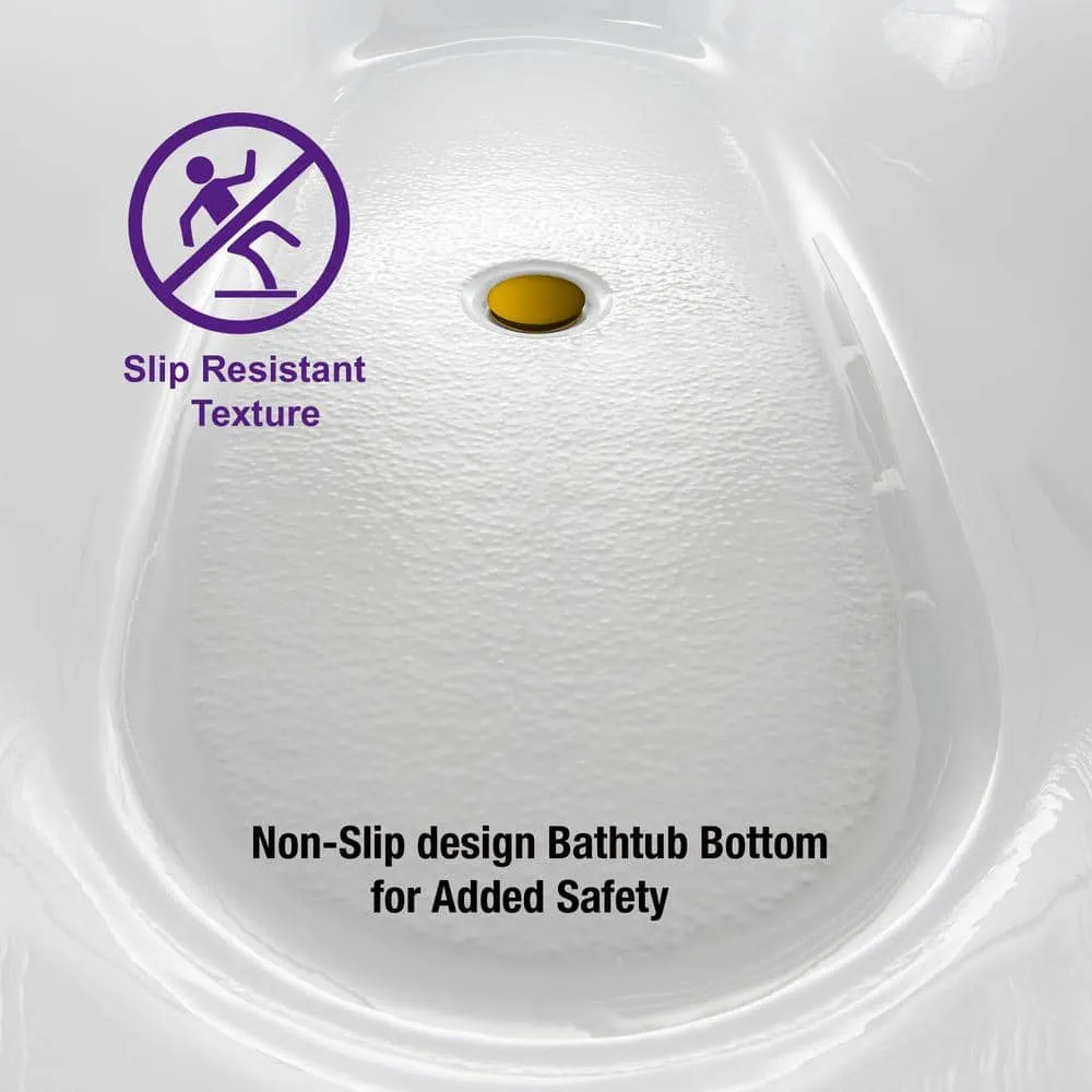 WOODBRIDGE ROYAN 67 in. Acrylic Freestanding Double Slipper Soaking Bathtub, White with Brushed Gold Drain, photo 7 of 8