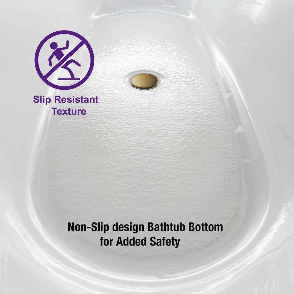 WOODBRIDGE 48 in. Acrylic Flatbottom Freestanding Bathtub in White with Brushed Gold Drain and Overflow, photo 7 of 8