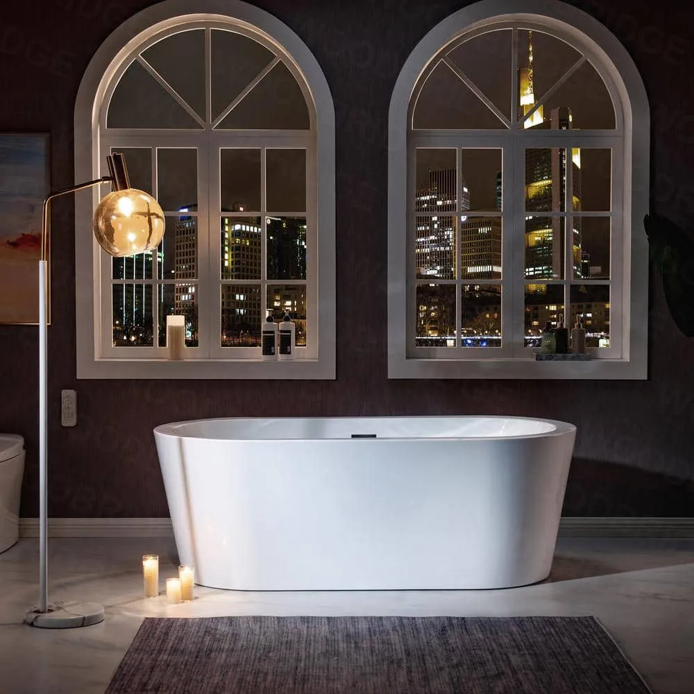 WOODBRIDGE Vienna 66 in. Acrylic Freestanding Double-Ended Soaking Bathtub with Drain and Overflow Included in White, photo 16 of 22