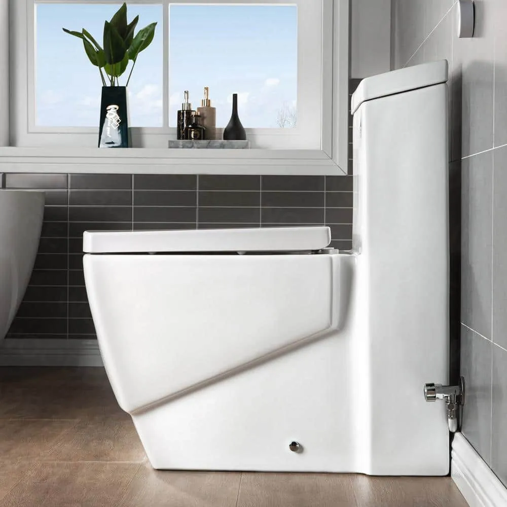 WOODBRIDGE Modern 1-Piece 1.0/1.6 GPF High-Efficiency Dual Flush Square All-in-One Toilet with Soft-Close Seat, White, photo 7 of 9