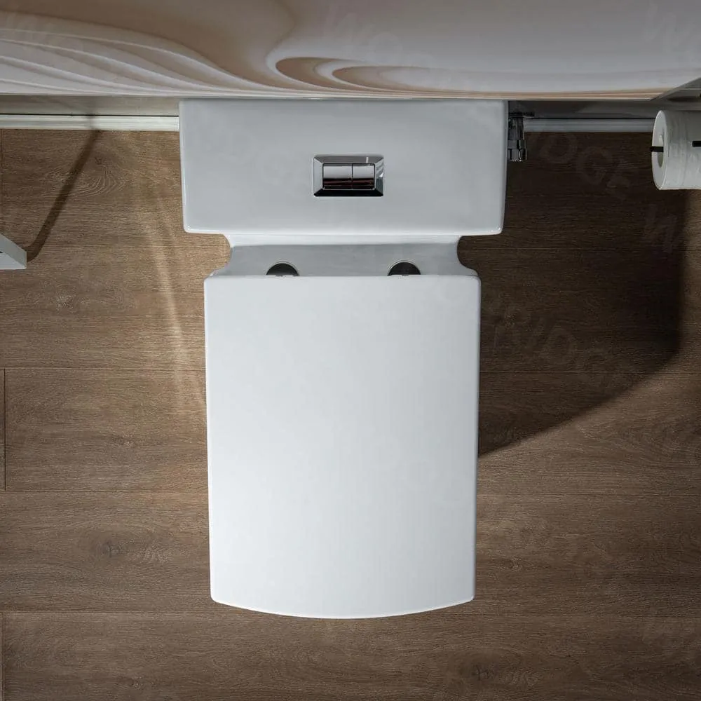 WOODBRIDGE Modern 1-Piece 1.0/1.6 GPF High-Efficiency Dual Flush Square All-in-One Toilet with Soft-Close Seat, White, photo 8 of 9