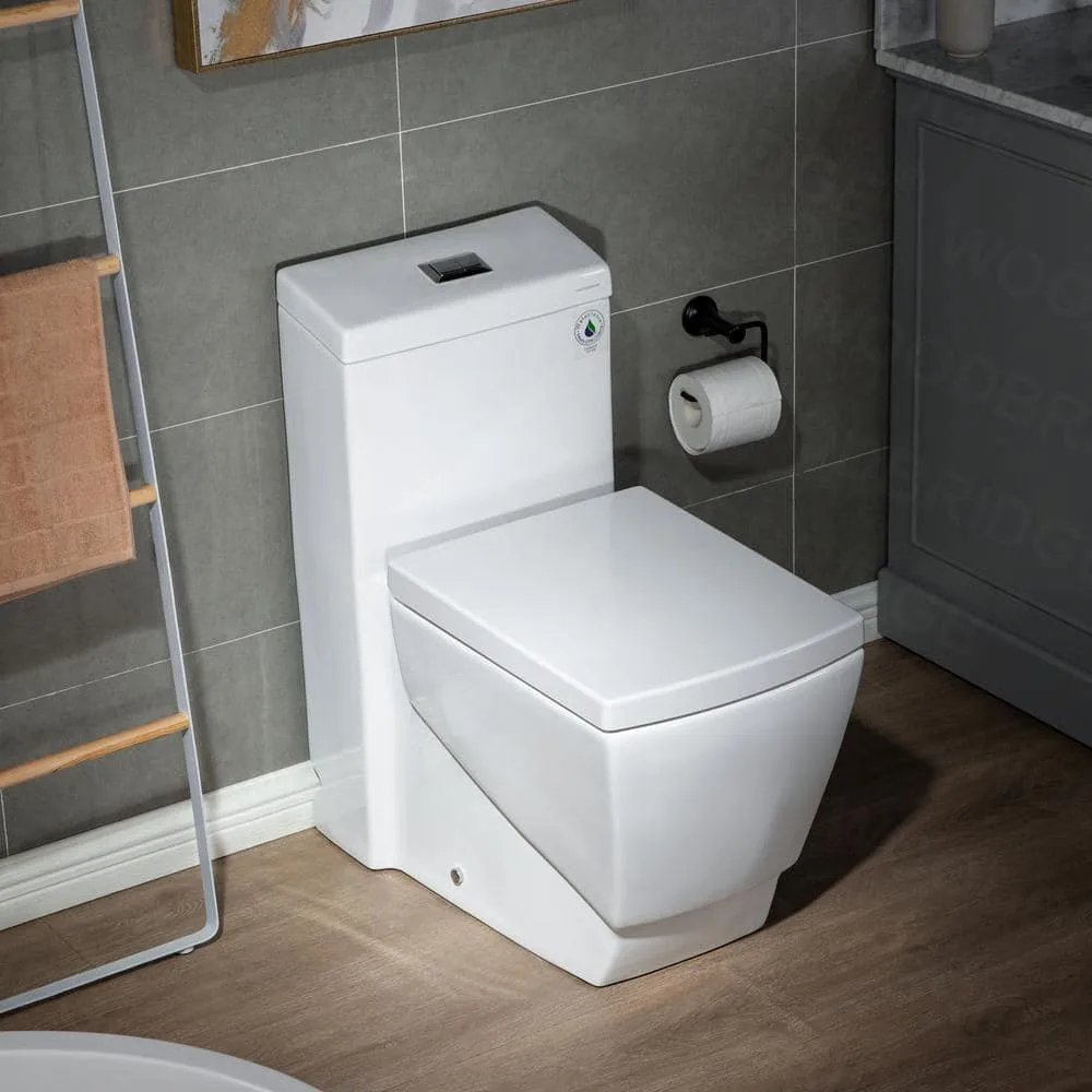 WOODBRIDGE Modern 1-Piece 1.0/1.6 GPF High-Efficiency Dual Flush Square All-in-One Toilet with Soft-Close Seat, White, photo 5 of 9