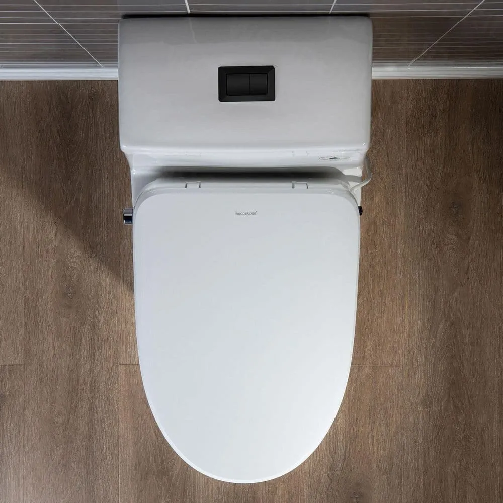 WOODBRIDGE 1-Piece Elongated Dual Flush Toilet with Smart Bidet Seat in White, photo 9 of 10