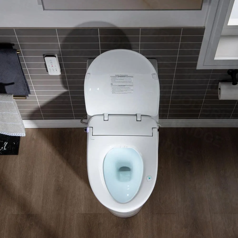 WOODBRIDGE 1-Piece Elongated Dual Flush Toilet with Smart Bidet Seat in White, photo 7 of 10