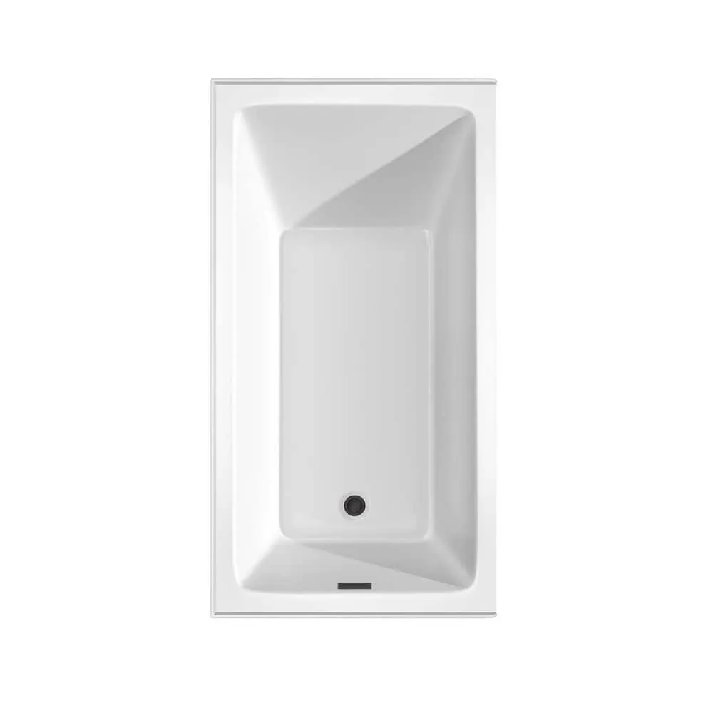 Wyndham Collection Grayley 60" Alcove Soaking Bathtub with Left Drain, White/Black Trim, photo 4 of 6