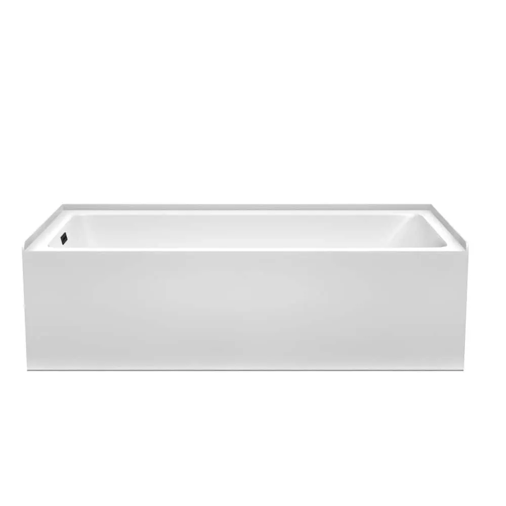 Wyndham Collection Grayley 60" Alcove Soaking Bathtub with Left Drain, White/Black Trim, photo 2 of 6