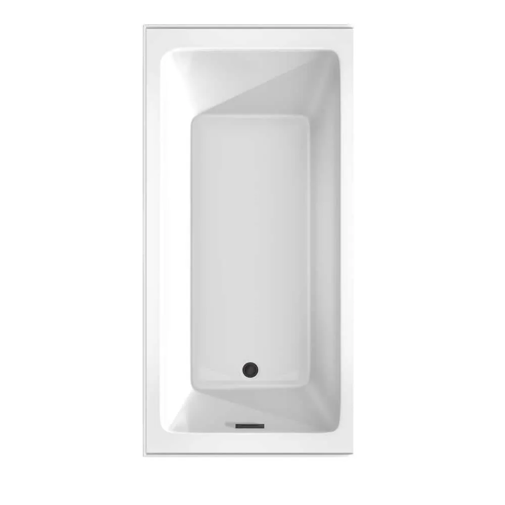 Wyndham Collection Grayley 66 in. Alcove Soaking Bathtub with Left Drain, White with Matte Black Trim, photo 4 of 5