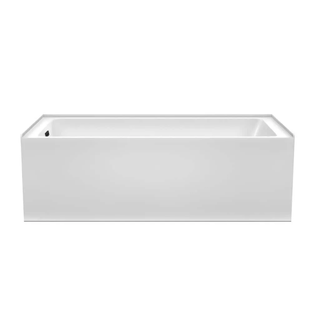 Wyndham Collection Grayley 66 in. Alcove Soaking Bathtub with Left Drain, White with Matte Black Trim, photo 2 of 5