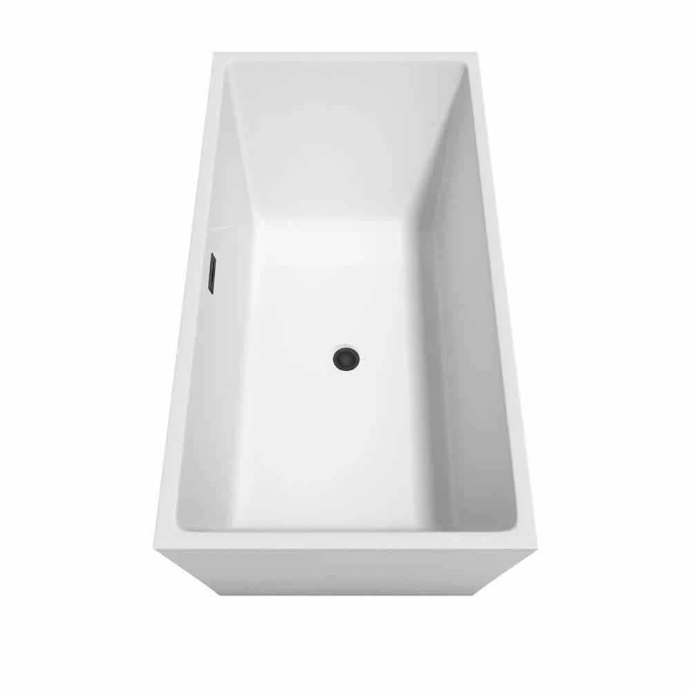 Wyndham Collection Sara 63 in. Acrylic Freestanding Bathtub with Matte Black Trim, photo 4 of 7
