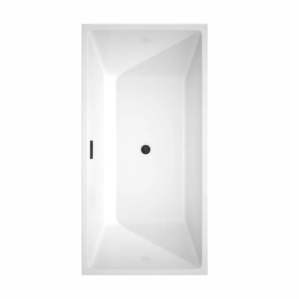 Wyndham Collection Sara 63 in. Acrylic Freestanding Bathtub with Matte Black Trim, photo 3 of 7