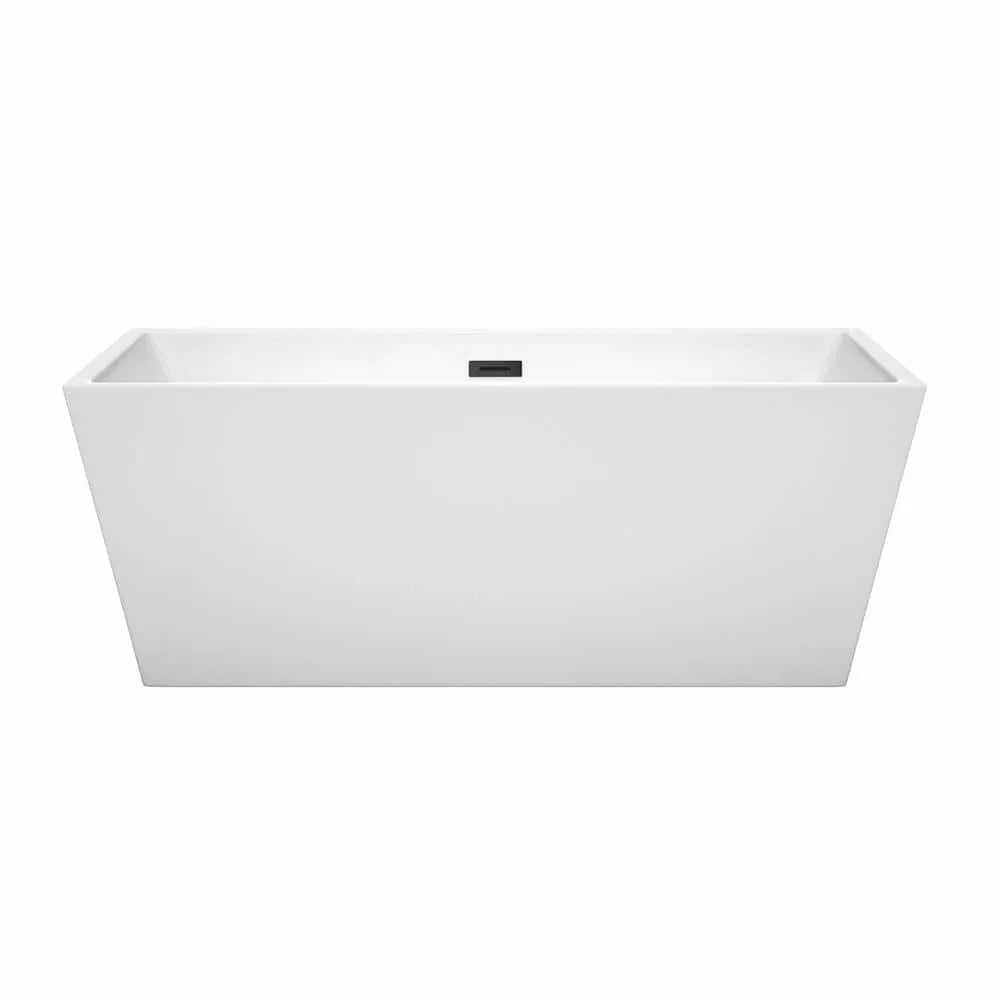Wyndham Collection Sara 63 in. Acrylic Freestanding Bathtub with Matte Black Trim, photo 2 of 7