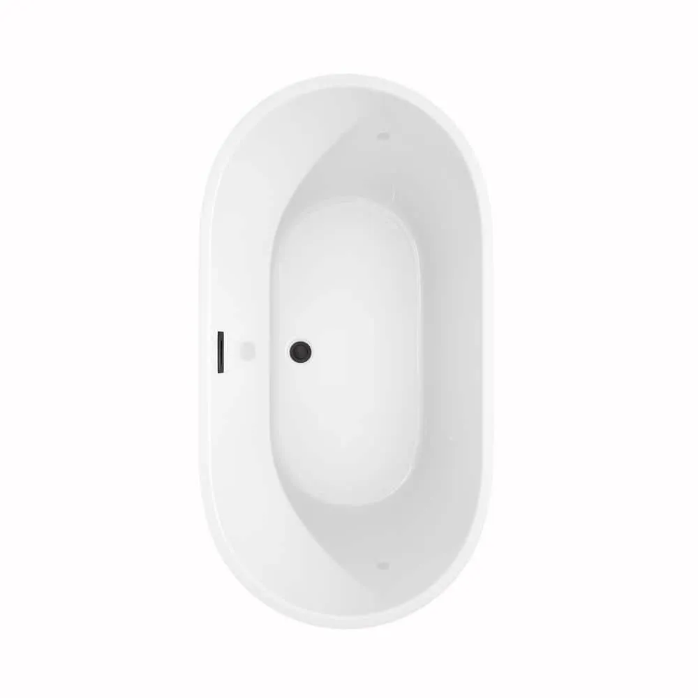 Wyndham Collection Carissa 60 in. Acrylic Freestanding Bathtub with Matte Black Trim, photo 3 of 7